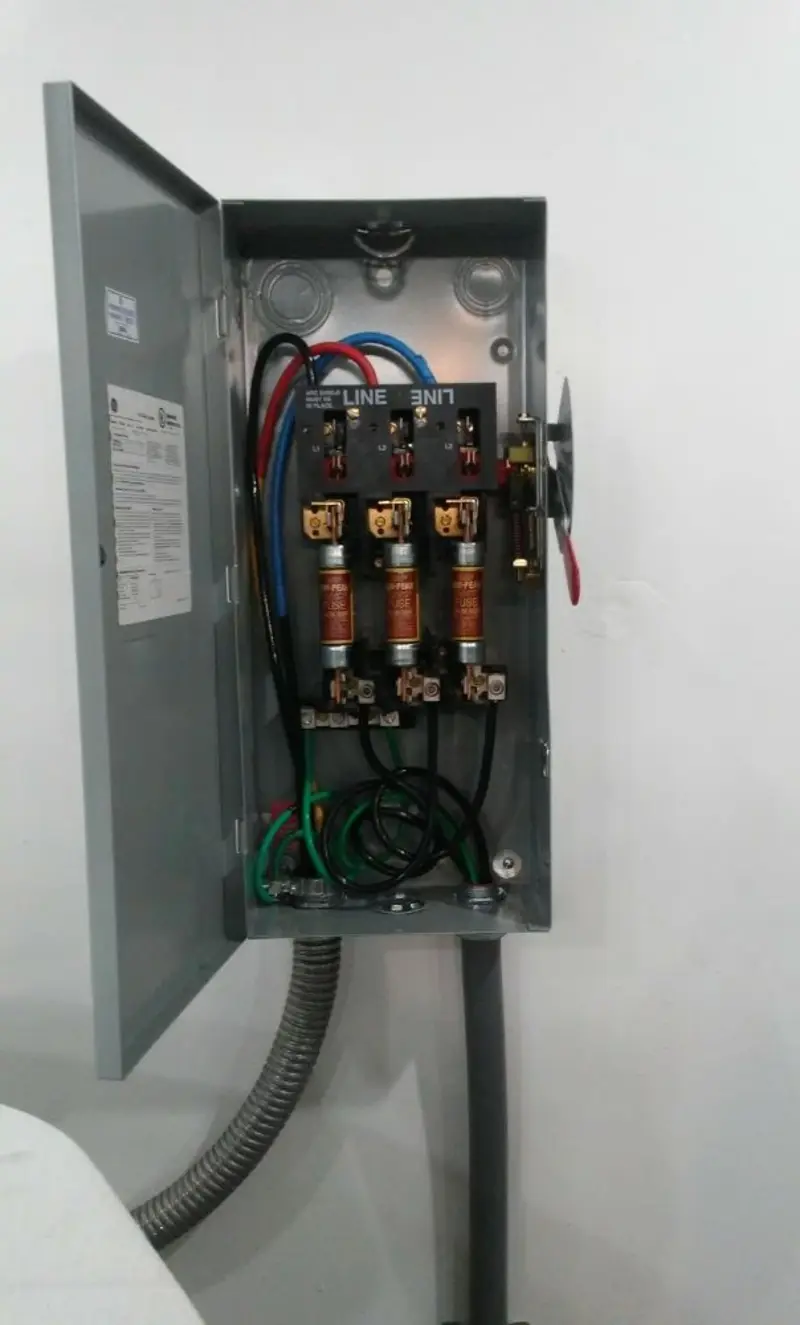 Three-phase disconnect switch installed for Smoke Detector Installation in Foxborough